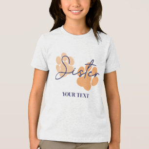 Blue Orange Dow Paw Print Birthday Party Sister Tri-Blend Shirt