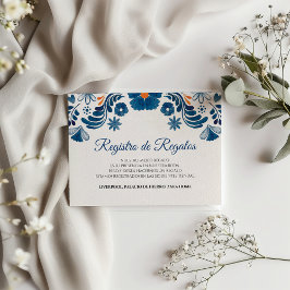 Blue Orange Floral Elegant Fiesta Spanish Wedding Begleitkarte