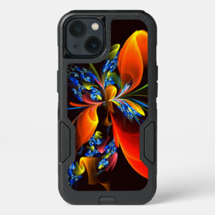 Blue Orange Floral Modernes Abstraktes Kunstmuster
