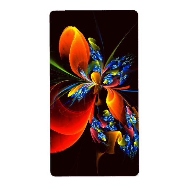 Blue Orange Floral Modernes Abstraktes Kunstmuster (Vorne)