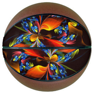 Blue Orange Floral Modernes Abstraktes Kunstmuster Basketball
