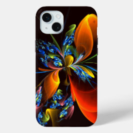 Blue Orange Floral Modernes Abstraktes Kunstmuster Case-Mate iPhone Hülle