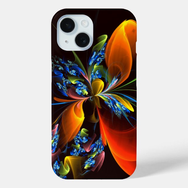 Blue Orange Floral Modernes Abstraktes Kunstmuster Case-Mate iPhone Hülle (Rückseite)