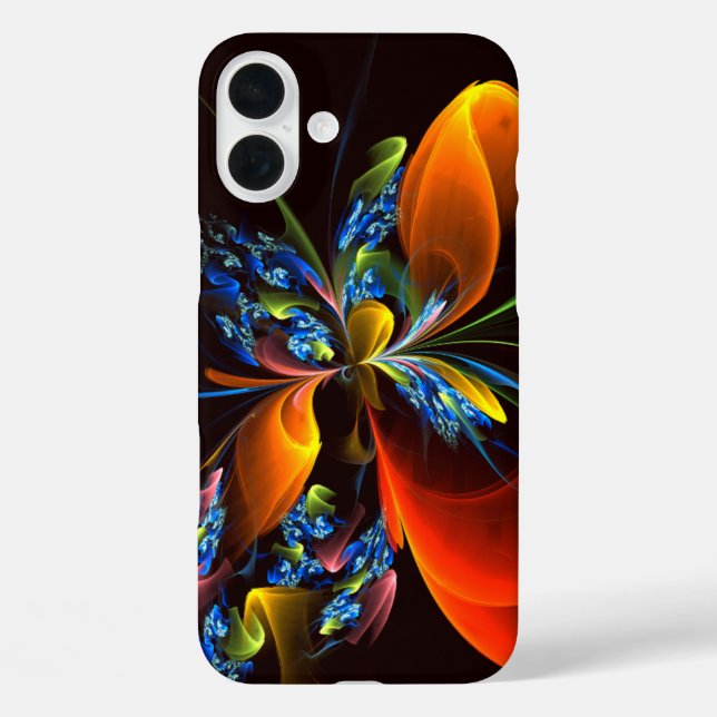 Blue Orange Floral Modernes Abstraktes Kunstmuster Case-Mate iPhone Hülle (Rückseite)