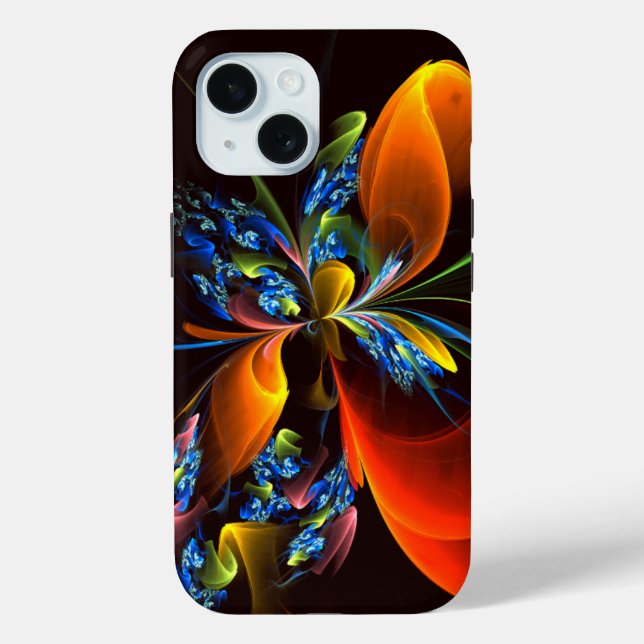 Blue Orange Floral Modernes Abstraktes Kunstmuster Case-Mate iPhone Hülle (Rückseite)