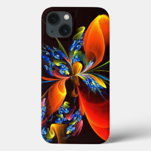 Blue Orange Floral Modernes Abstraktes Kunstmuster Case-Mate iPhone Hülle