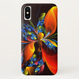 Blue Orange Floral Modernes Abstraktes Kunstmuster Case-Mate iPhone Hülle
