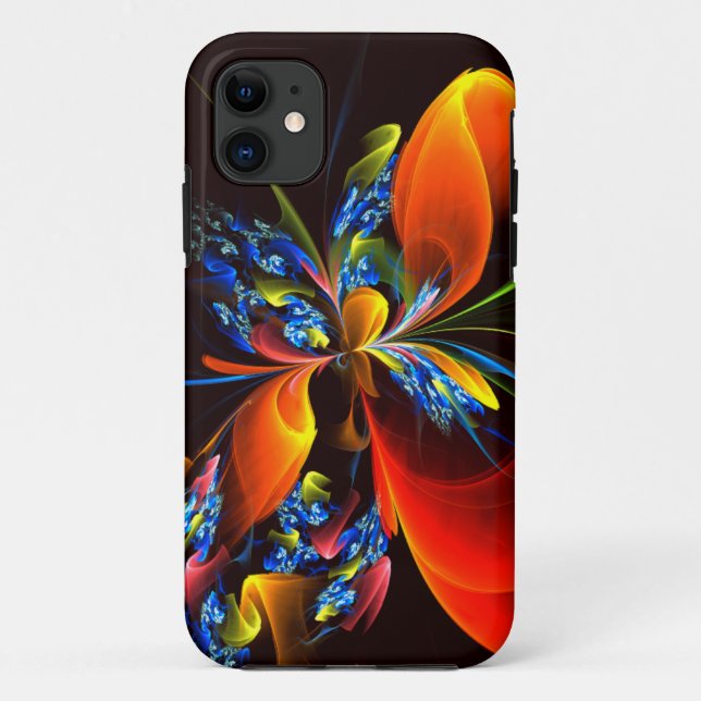 Blue Orange Floral Modernes Abstraktes Kunstmuster Case-Mate iPhone Hülle (Rückseite)