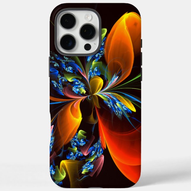 Blue Orange Floral Modernes Abstraktes Kunstmuster Case-Mate iPhone Hülle (Rückseite)
