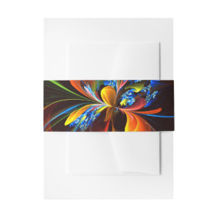 Blue Orange Floral Modernes Abstraktes Kunstmuster Einladungsbanderole