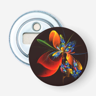 Blue Orange Floral Modernes Abstraktes Kunstmuster Flaschenöffner