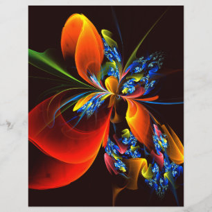 Blue Orange Floral Modernes Abstraktes Kunstmuster Flyer