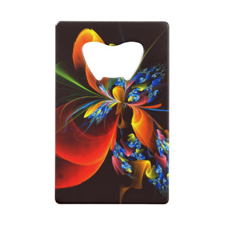 Blue Orange Floral Modernes Abstraktes Kunstmuster Geldbeutel Flaschenöffner
