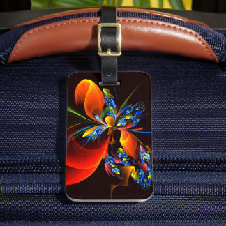 Blue Orange Floral Modernes Abstraktes Kunstmuster Gepäckanhänger