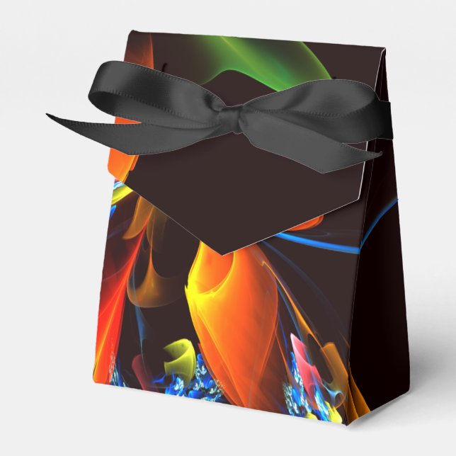 Blue Orange Floral Modernes Abstraktes Kunstmuster Geschenkschachtel (Vorderseite)