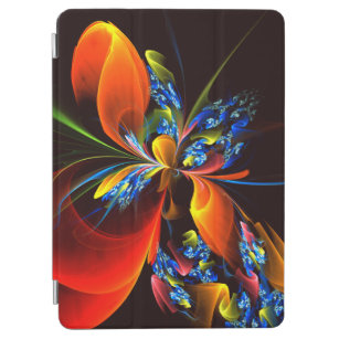 Blue Orange Floral Modernes Abstraktes Kunstmuster iPad Air Hülle