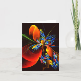 Blue Orange Floral Modernes Abstraktes Kunstmuster Karte