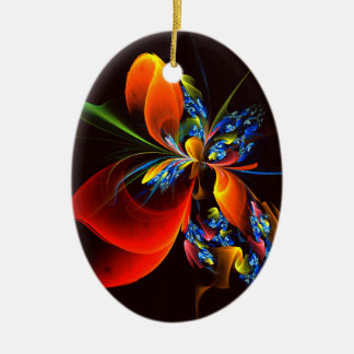 Blue Orange Floral Modernes Abstraktes Kunstmuster Keramik Ornament
