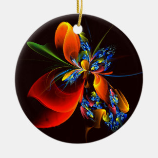 Blue Orange Floral Modernes Abstraktes Kunstmuster Keramik Ornament