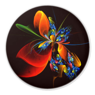 Blue Orange Floral Modernes Abstraktes Kunstmuster Keramikknauf