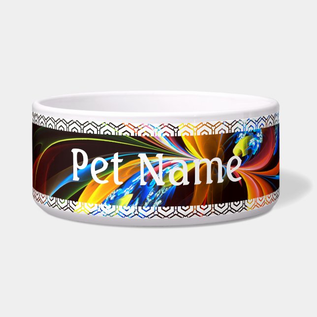 Blue Orange Floral Modernes Abstraktes Kunstmuster Napf (Vorderseite)