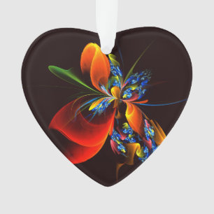 Blue Orange Floral Modernes Abstraktes Kunstmuster Ornament