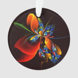 Blue Orange Floral Modernes Abstraktes Kunstmuster Ornament