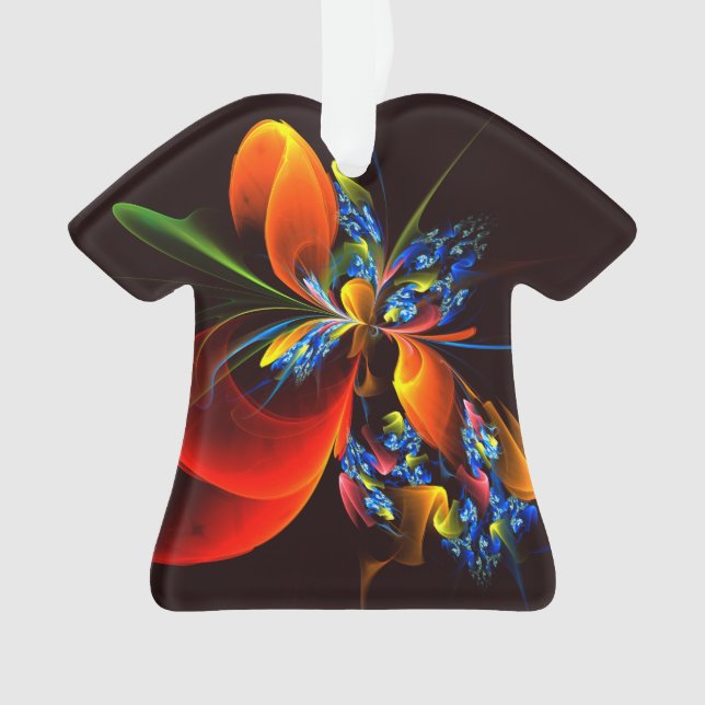 Blue Orange Floral Modernes Abstraktes Kunstmuster Ornament (Vorderseite)