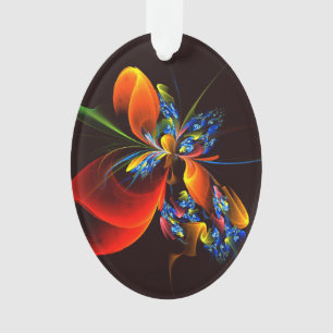Blue Orange Floral Modernes Abstraktes Kunstmuster Ornament
