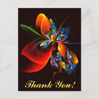 Blue Orange Floral Modernes Abstraktes Kunstmuster Postkarte