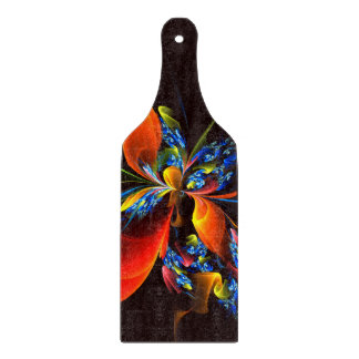 Blue Orange Floral Modernes Abstraktes Kunstmuster Schneidebrett