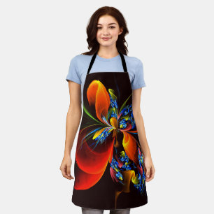 Blue Orange Floral Modernes Abstraktes Kunstmuster Schürze