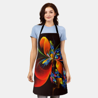 Blue Orange Floral Modernes Abstraktes Kunstmuster Schürze
