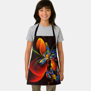 Blue Orange Floral Modernes Abstraktes Kunstmuster Schürze