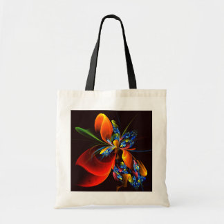 Blue Orange Floral Modernes Abstraktes Kunstmuster Tragetasche