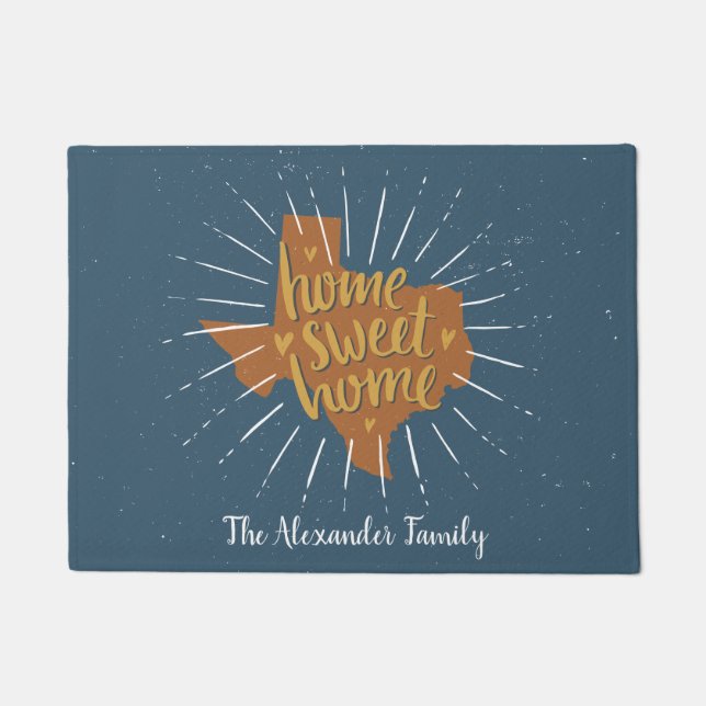 Blue Orange Gold Zuhause Sweet Zuhause - Texas Fußmatte (Vorderseite)