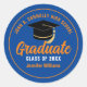Blue Orange Graduate Custom 2024 Graduation Party Runder Aufkleber (Vorderseite)