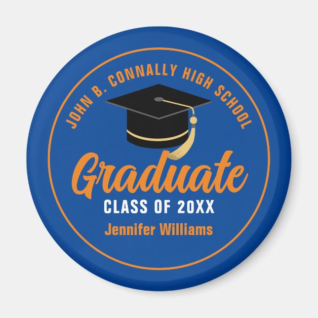 Blue Orange Graduate Custom 2025 Graduation Party Magnet (Vorne)
