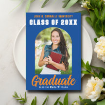 Blue Orange Graduate Foto Modernes, feines Abschlu