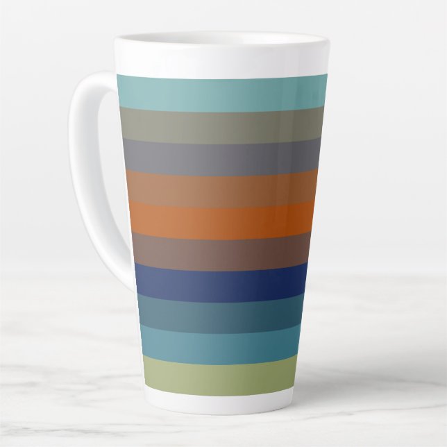 Blue, orange, green, and gray stripes milchtasse (Linke Ecke)