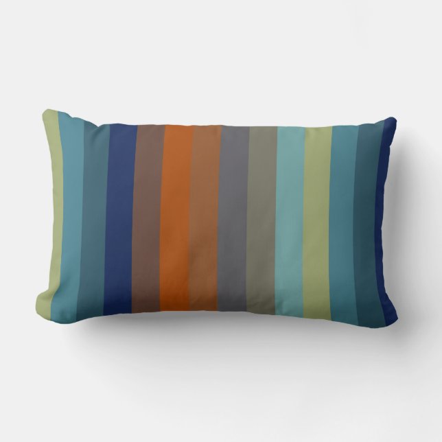 Blue, orange, green, yellow and gray stripes lendenkissen (Vorderseite)