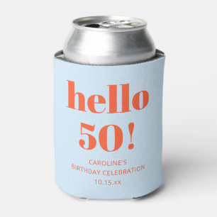 Blue Orange Hello 50 50. Geburtstagsfeier-Mitgebri Dosenkühler