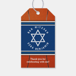 Blue Orange Jersey Basketball Bar Mitzvah Geschenkanhänger