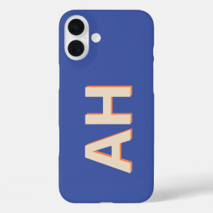 Blue Orange Monogram Modern iPhone 16 Plus Hülle