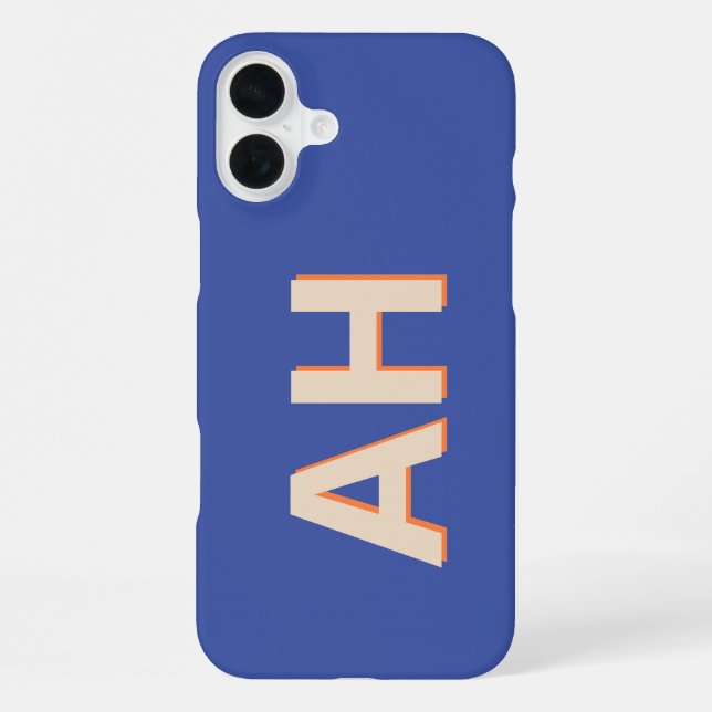 Blue Orange Monogram Modern iPhone Hülle (Rückseite)