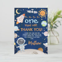Blue Orange Outer Space Geburtstag Danke Karte