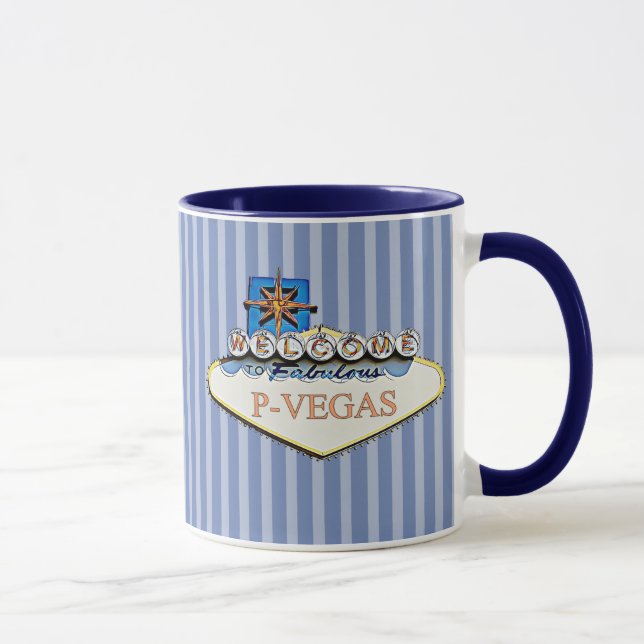 Blue Orange P-Vegas Platteville Wisconsin Tasse (Rechts)