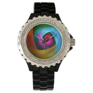 Blue Orange Pink Modernes Abstraktes Kunstmuster # Armbanduhr