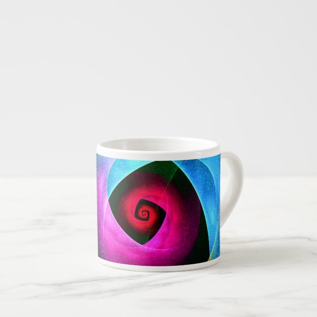 Blue Orange Pink Modernes Abstraktes Kunstmuster # Espressotasse (Vorderseite Rechts)