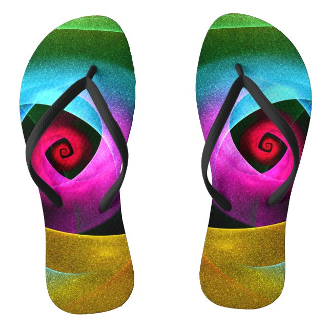 Blue Orange Pink Modernes Abstraktes Kunstmuster # Flip Flops (Fußbett)